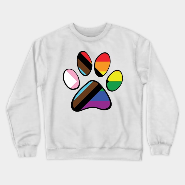 Progress Pride Paw Crewneck Sweatshirt by HyperOtterDesigns